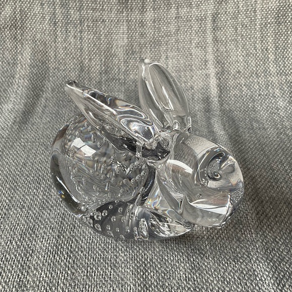 Vintage Bunny Rabbit Bubble Art Glass Sculpted Figurine Hand Blown Paperweight - Picture 1 of 15